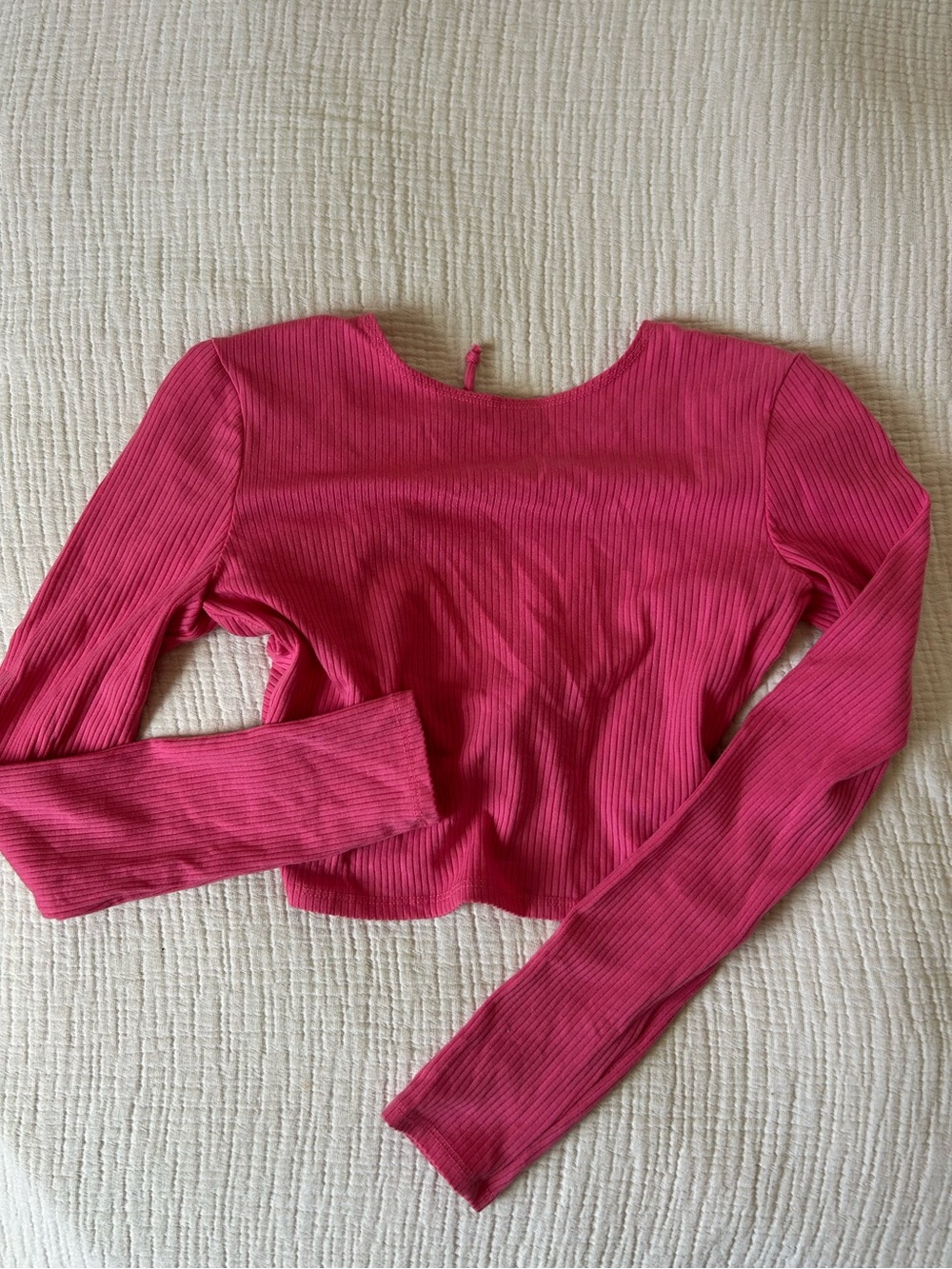 Reformation Backless Long-Sleeve Crop Top - Hot Pink